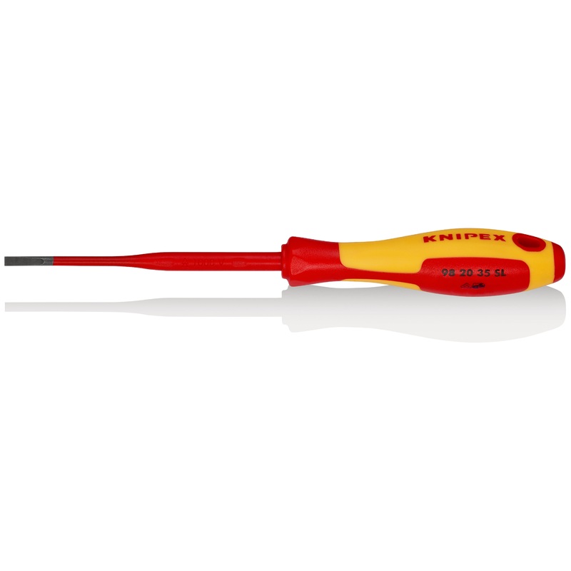 Knipex Insulated Slotted Screwdriver, Slim 202mm - 98 20 35 SL