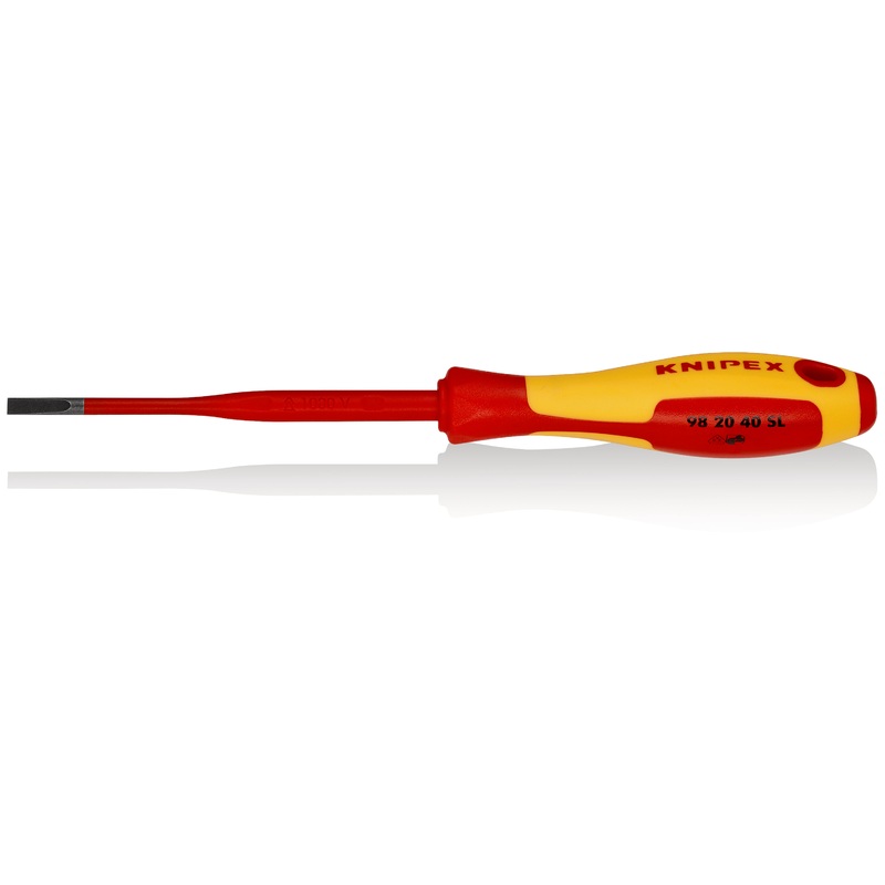 Knipex Insulated Slotted Screwdriver, Slim 202mm - 98 20 40 SL