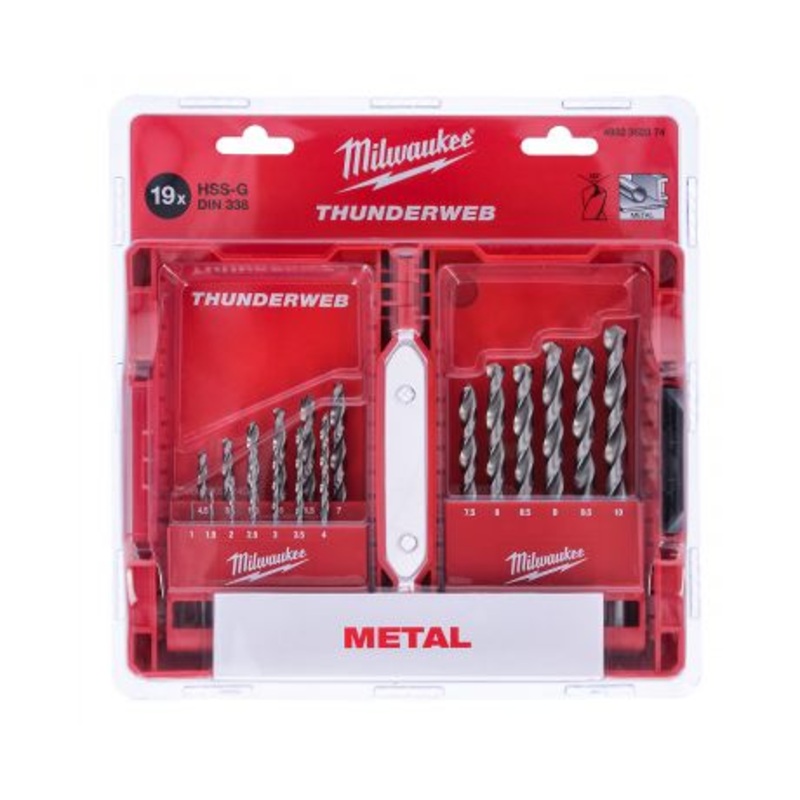 Milwaukee Thunderweb 19 Piece HSS-G Ground Metal Drill Bit Set 4932352374