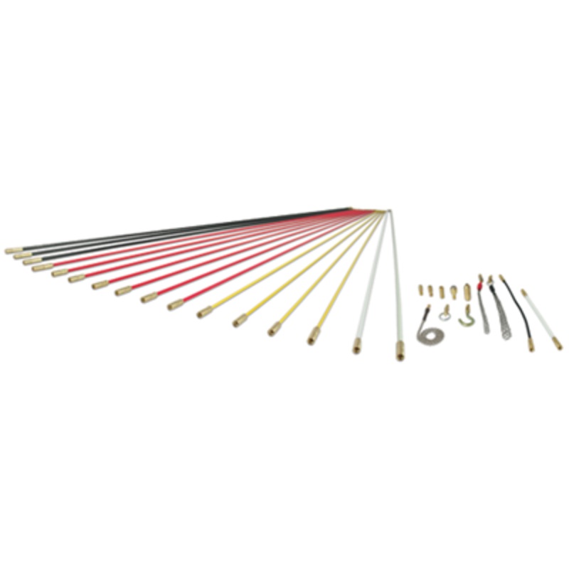 Super Rod CRMX Mega Cable Rod Kit includes 16m 52ft Installation Kit with 13 Cable Handling Attachments