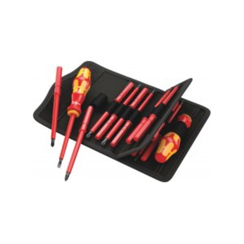 Wera 05347107001 Kraftform Kompakt VDE 18 Piece Screwdriver Set with Insulated Interchangeable Blades & Twin Handles