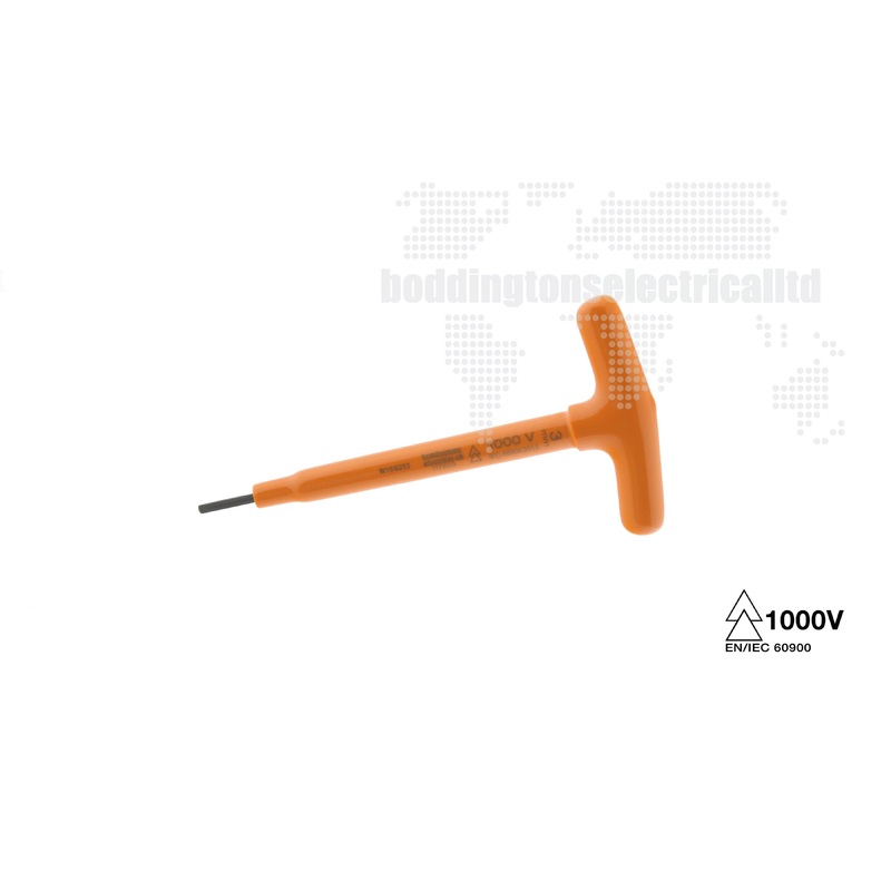 Boddingtons Electrical Insulated T Bar Allen Keys, 3mm Size, 150mm Length 117203