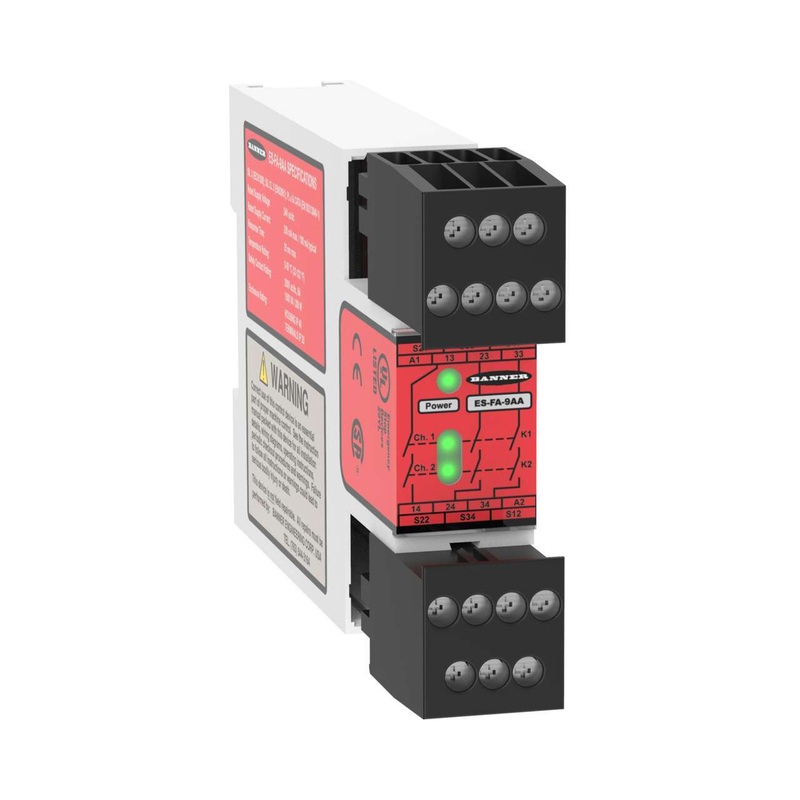 Banner 60131 | ES-FA-9AA | Safety Relay Module for E-Stop/Rope Pull/Interlock