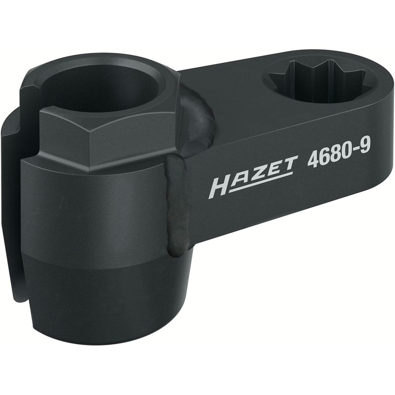 Hazet 4680-9 1/2 inch Double Square Hollow Exhaust Probe Socket  Outside Hexagon profile  19 mm