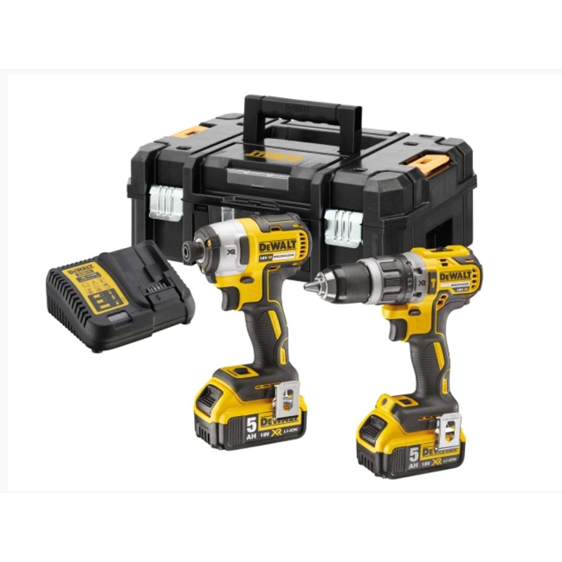 DeWalt 18V 5.0Ah XR Li-Ion Brushless DCD796 Combi Drill (70Nm) and DCF887 Impact Driver (205Nm) Kit