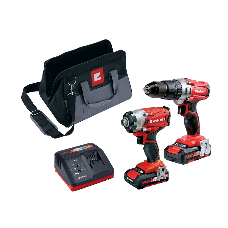 Einhell 18V Power X-Change Combi & Impact Driver Twin Pack (2 x 2.0Ah Li-ion + Charger + Tool Bag)