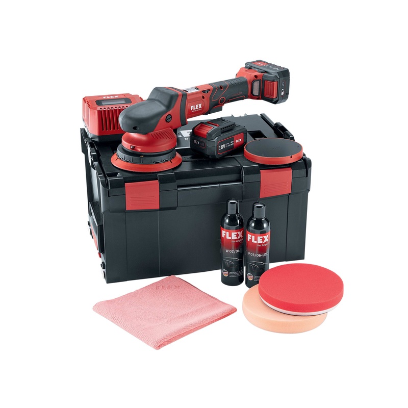 Flex 18V 150mm Random Orbital Polisher Set (2 x 5.0Ah Li-ion + Charger + Carry Case)