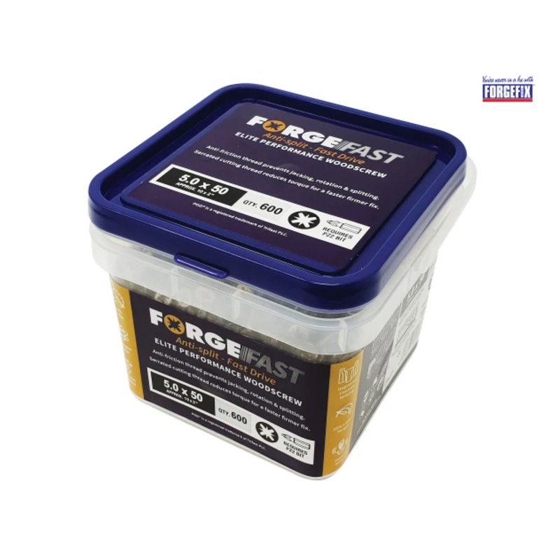 ForgeFast Pozi Compatible Elite Performance Wood Screw ZY 5.0 x 50mm Tub 600