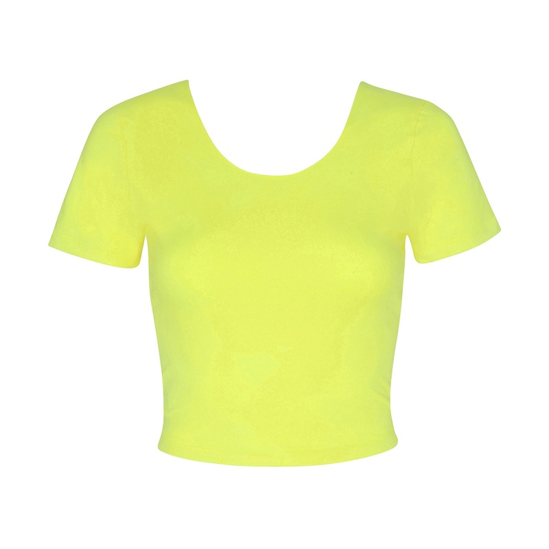 Neon Yellow - Cotton Spandex Jersey crop tee (RSA8380)
